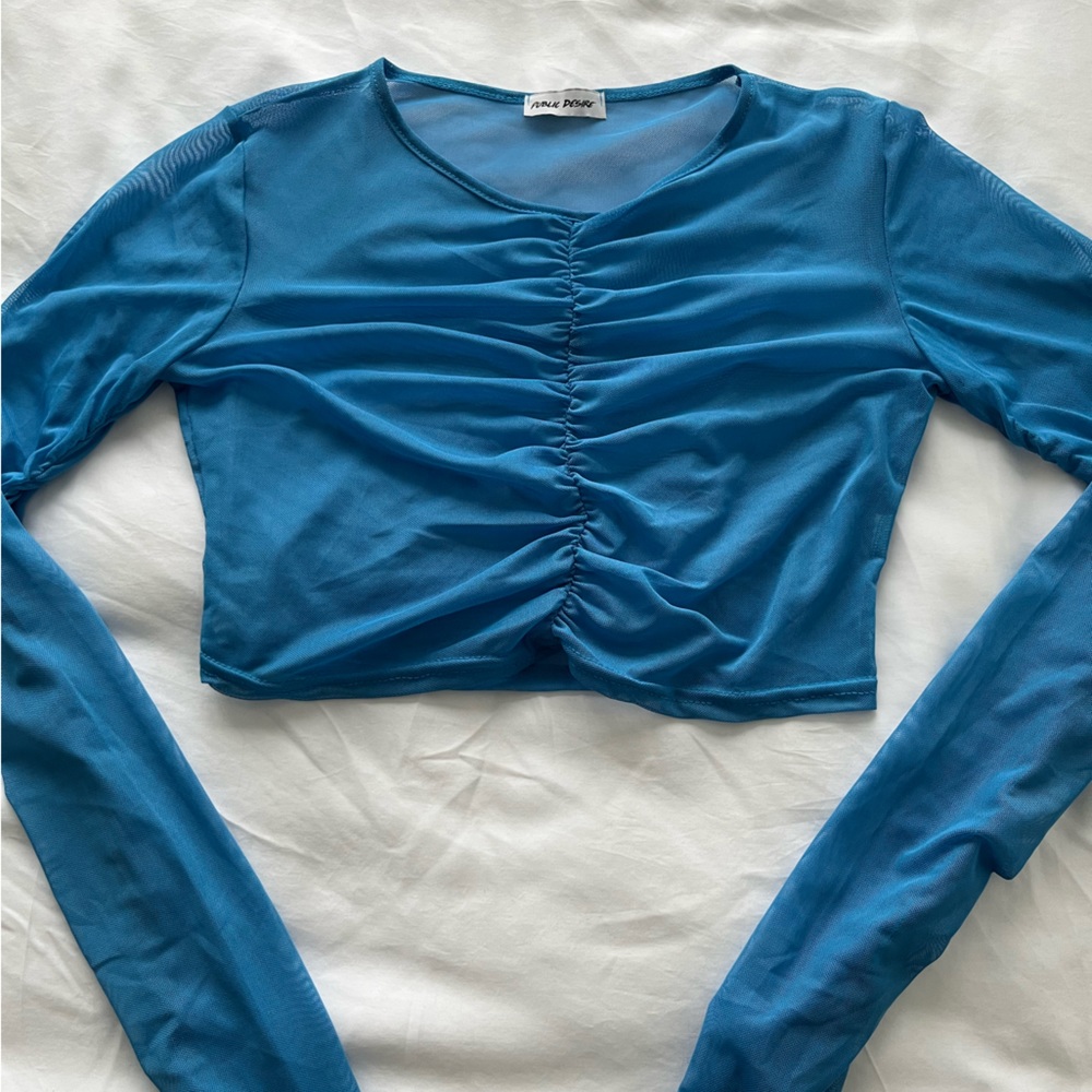ASOS sheer mesh ruched crop top